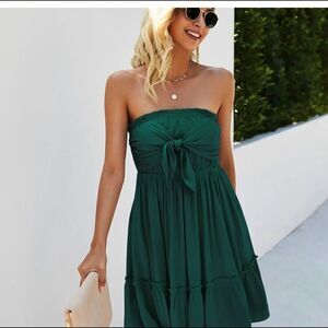 ePretty Tie Front Strapless Dress Light Blue sz L NWT